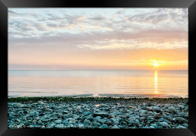 A pastel sunrise beach Llandudno Wales Framed Print by Helkoryo Photography