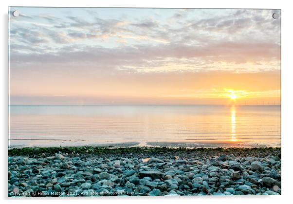 A pastel sunrise beach Llandudno Wales Acrylic by Helkoryo Photography