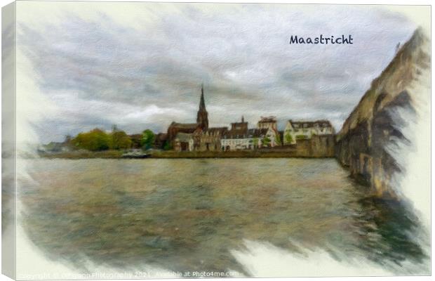 Maastricht Cityscape Digital Oil 2 Canvas Print by DiFigiano Photography