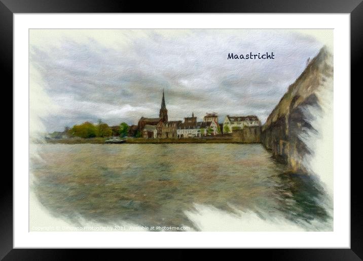 Maastricht Cityscape Digital Oil 2 Framed Mounted Print by DiFigiano Photography