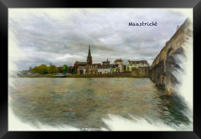 Maastricht Cityscape Digital Oil 2 Framed Print by DiFigiano Photography