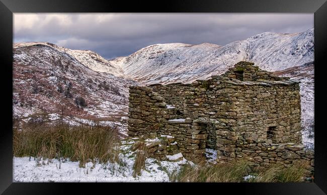 Old Stone Barn in Lake District Framed Print by George Robertson