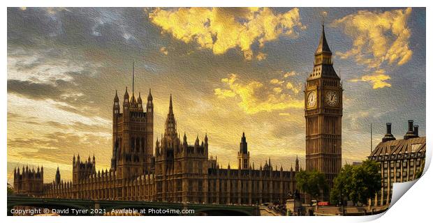 Westminster's Twilight Illumination Print by David Tyrer