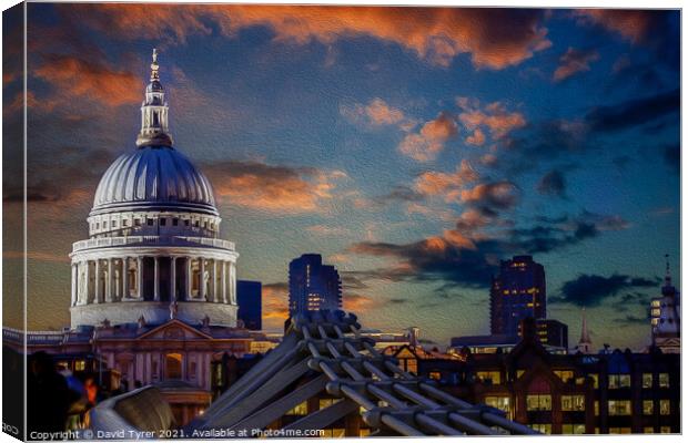 Saint Pauls Cathedral, London, England. Oil Painti Canvas Print by David Tyrer