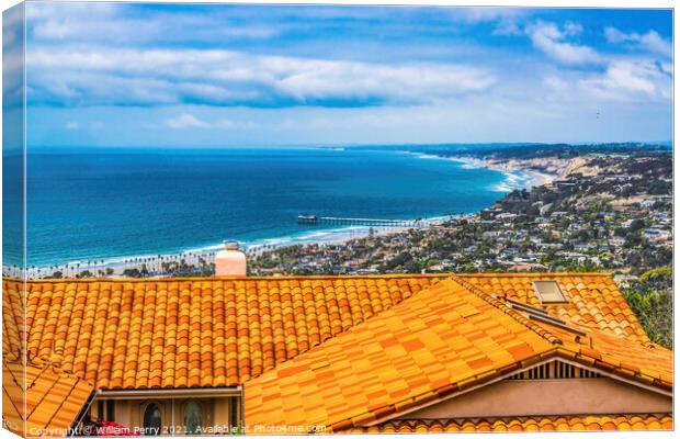 Orange Roof La Jolla Heights Shores Beach San Diego California Canvas Print by William Perry