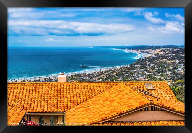 Orange Roof La Jolla Heights Shores Beach San Diego California Framed Print by William Perry