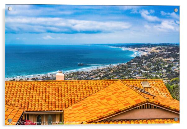 Orange Roof La Jolla Heights Shores Beach San Diego California Acrylic by William Perry