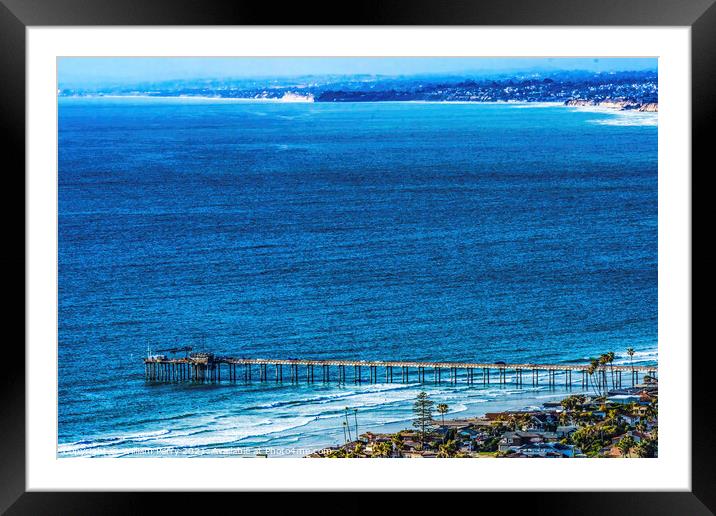Scripps Pier La Jolla Heights Shores Beach San Diego California Framed Mounted Print by William Perry