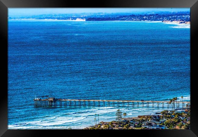 Scripps Pier La Jolla Heights Shores Beach San Diego California Framed Print by William Perry