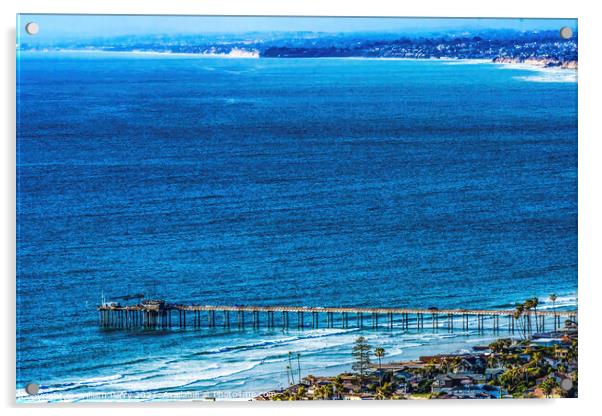 Scripps Pier La Jolla Heights Shores Beach San Diego California Acrylic by William Perry
