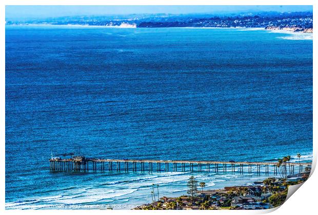 Scripps Pier La Jolla Heights Shores Beach San Diego California Print by William Perry
