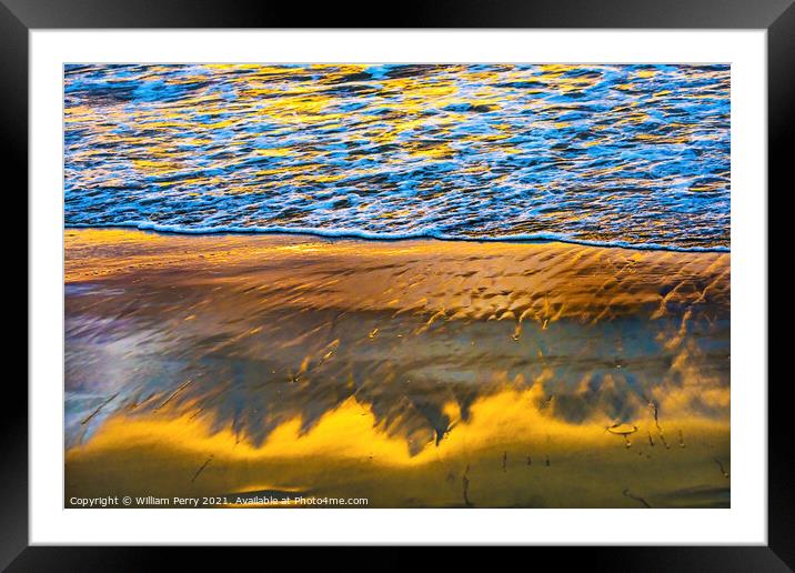 Shoreline Reflections Abstract La Jolla Shores Beach San Diego C Framed Mounted Print by William Perry