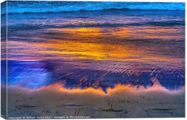 Shoreline Reflections Abstract La Jolla Shores Beach San Diego C Canvas Print by William Perry