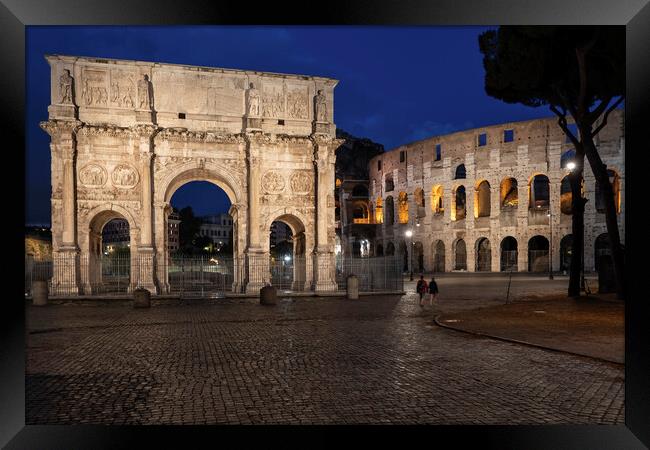 Arch of Constantine and Colosseum by Night Framed Print by Artur Bogacki