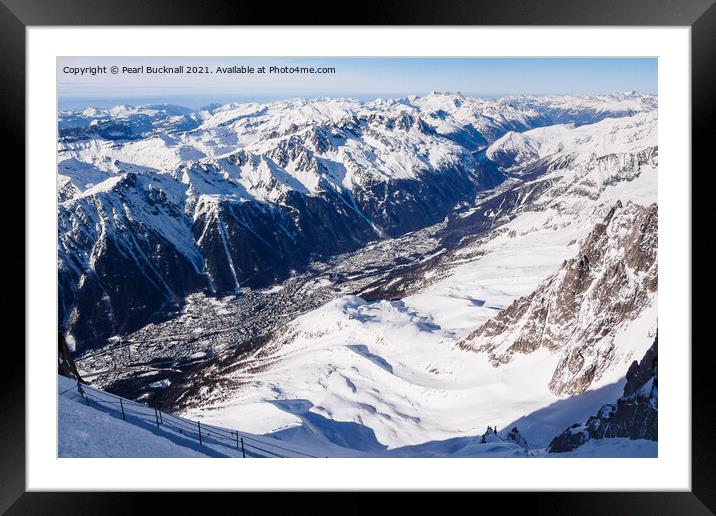 High View Above Chamonix Valley and Mountains Framed Mounted Print by Pearl Bucknall