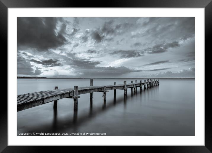 Binstead Jetty BW Framed Mounted Print by Wight Landscapes
