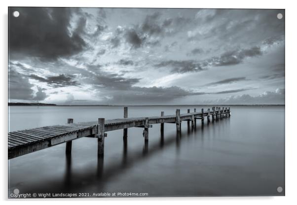 Binstead Jetty BW Acrylic by Wight Landscapes