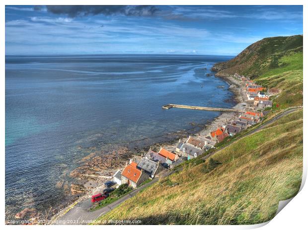 Crovie Village Calm Seas North East Scotland  Print by OBT imaging
