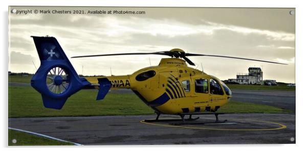 A Lifesaving Helicopter at Blackpool Airport Acrylic by Mark Chesters