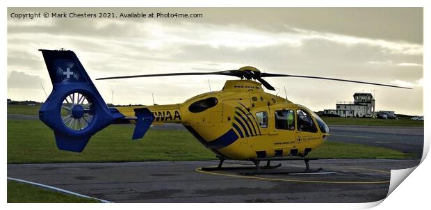 A Lifesaving Helicopter at Blackpool Airport Print by Mark Chesters