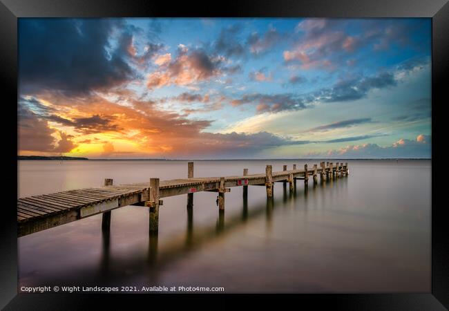 Binstead Jetty Sunset Framed Print by Wight Landscapes