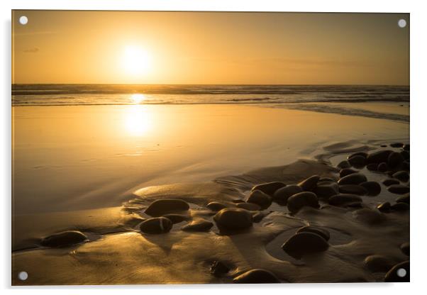 Sunset pebbles Acrylic by Tony Twyman