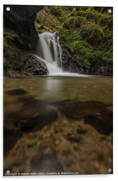 The Big Pucks Glen Waterfall Acrylic by Ronnie Reffin