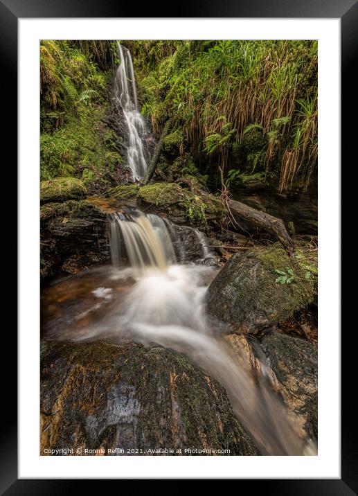 Twin Waterfalls Framed Mounted Print by Ronnie Reffin