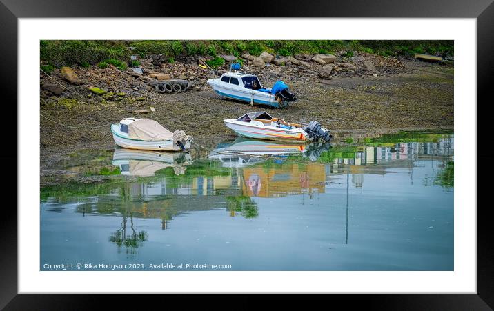 Fishermen's boats, River Hayle, Cornwall, England Framed Mounted Print by Rika Hodgson