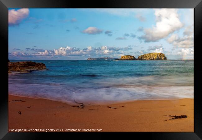 Outdoor Secret beach Ballintoy. Framed Print by kenneth Dougherty