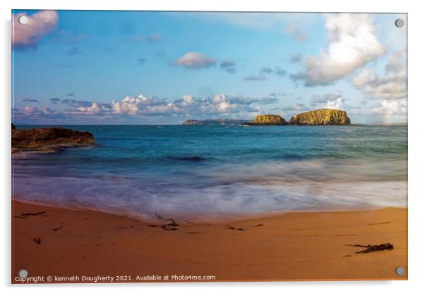 Outdoor Secret beach Ballintoy. Acrylic by kenneth Dougherty