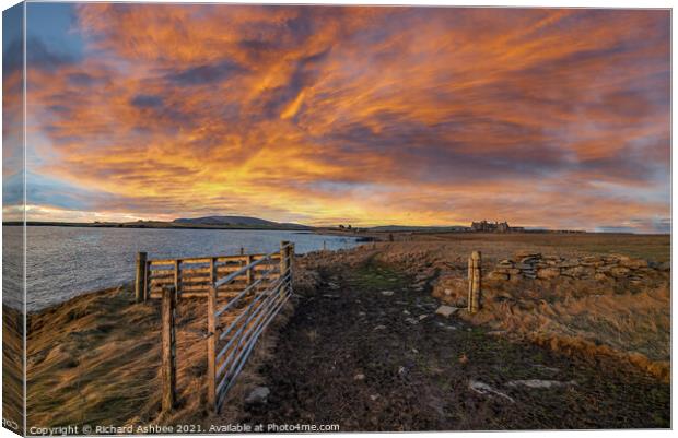 Dramatic Sunset over Fitfull Head, Shetland Canvas Print by Richard Ashbee