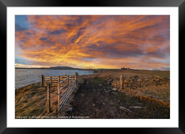 Dramatic Sunset over Fitfull Head, Shetland Framed Mounted Print by Richard Ashbee