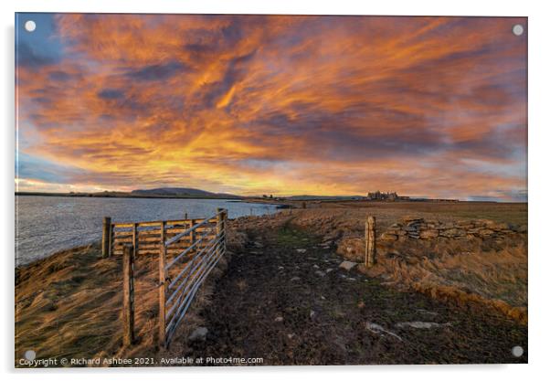 Dramatic Sunset over Fitfull Head, Shetland Acrylic by Richard Ashbee