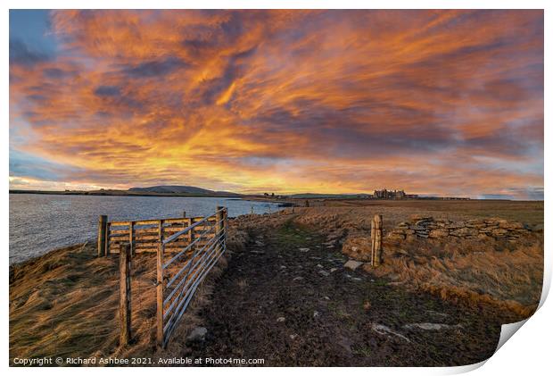Dramatic Sunset over Fitfull Head, Shetland Print by Richard Ashbee
