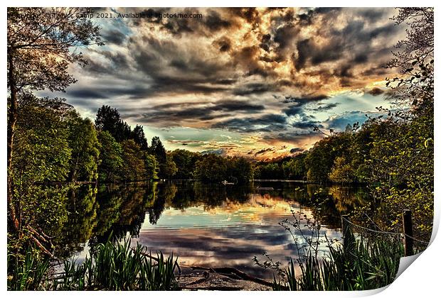 Fiery Sunset Over Coppice Pond Print by Trevor Camp