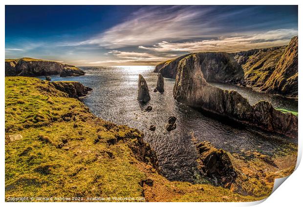 Dramatic Seascape at Westerwick Shetland Print by Richard Ashbee