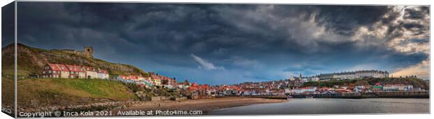Stormy Clouds Over Whitby Harbour Canvas Print by Inca Kala