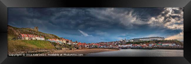 Stormy Clouds Over Whitby Harbour Framed Print by Inca Kala