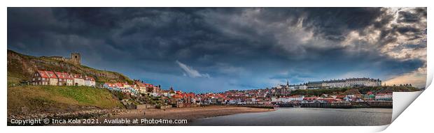 Stormy Clouds Over Whitby Harbour Print by Inca Kala