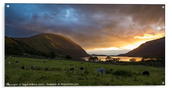 Sunset at Wastwater Acrylic by Nigel Wilkins