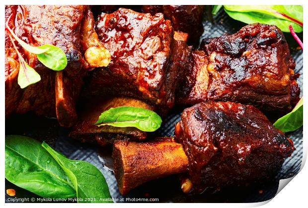 Roasted beef brisket on the ribs Print by Mykola Lunov Mykola