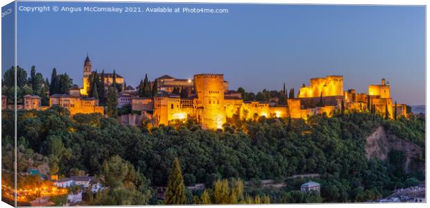 Alhambra Palace Granada at dusk Canvas Print by Angus McComiskey