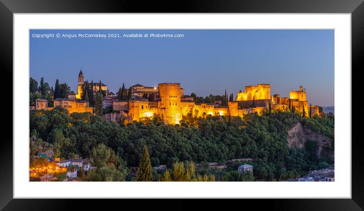 Alhambra Palace Granada at dusk Framed Mounted Print by Angus McComiskey