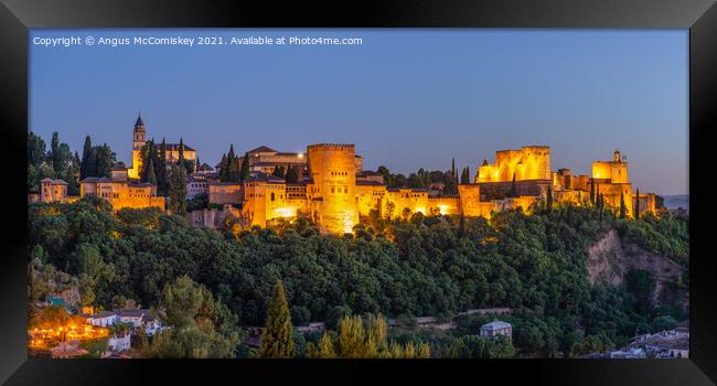 Alhambra Palace Granada at dusk Framed Print by Angus McComiskey