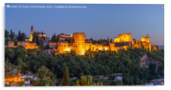 Alhambra Palace Granada at dusk Acrylic by Angus McComiskey