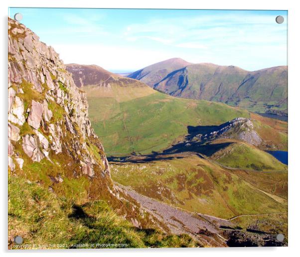 Y Garn (Nantlle Ridge) and Moel Eilio in Wales Acrylic by john hill
