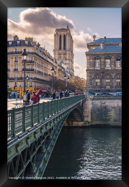 Notre Dame from the Seine river Framed Print by Vicente Sargues