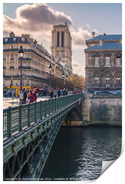 Notre Dame from the Seine river Print by Vicente Sargues