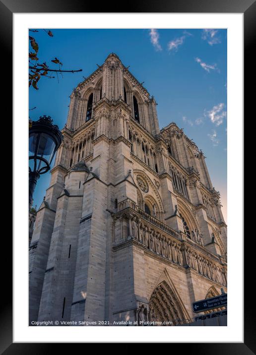 At the foot of Notre Dame Framed Mounted Print by Vicente Sargues